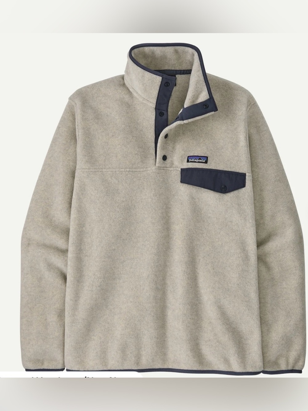 Patagonia Synchilla Beige Fleece Pullover with Navy Trim